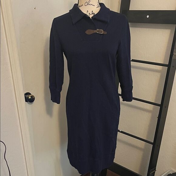 Lauren Ralph Lauren Dresses & Skirts - Lauren Jeans Co Ralph Lauren Blue Buckle Collar Detail Sweater Dress Equestrian